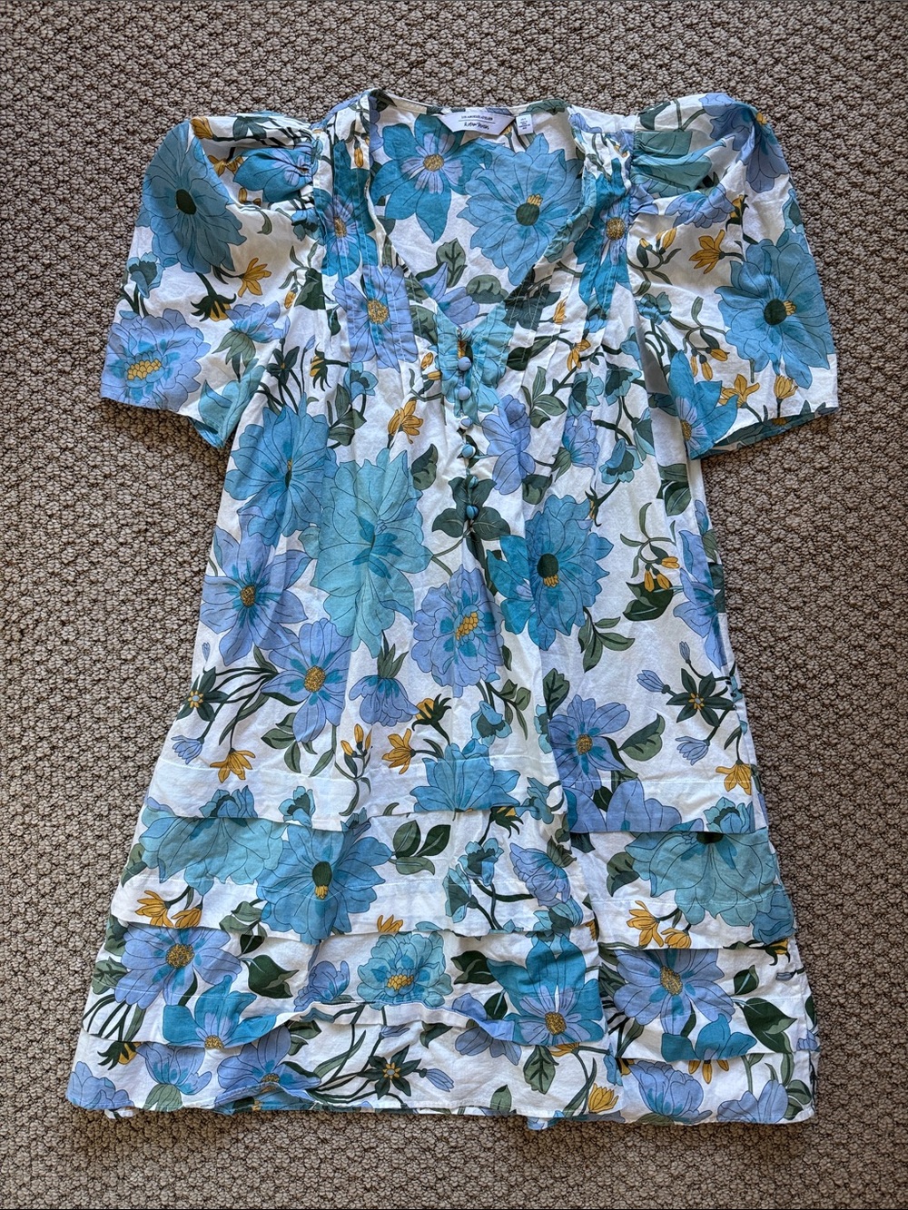& Other Stories Blue Floral Tiered Cotton Dress